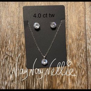 Cubic Zirconia necklace and earrings 4.0 ct tw ea